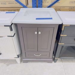 24 in Single Sink Bath Vanity in Espresso with Marble Top in White  $349 