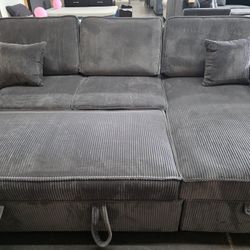 Reversible Corduroy Sectional with pullout bed