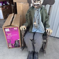 6.5 Ft Dead Water Animated LED Fisherman in Rocking Chair Halloween Decoration