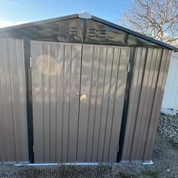 (New in box need assemble) 6’ L x 8’ W x 6.3’ H Metal Storage Shed Outdoor Garden Backyard 6x8 Storage 