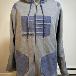 Nike Men 2XL LeBron James Hoodie Sweatshirt Pockets Gray Blue Heavy VINTAGE