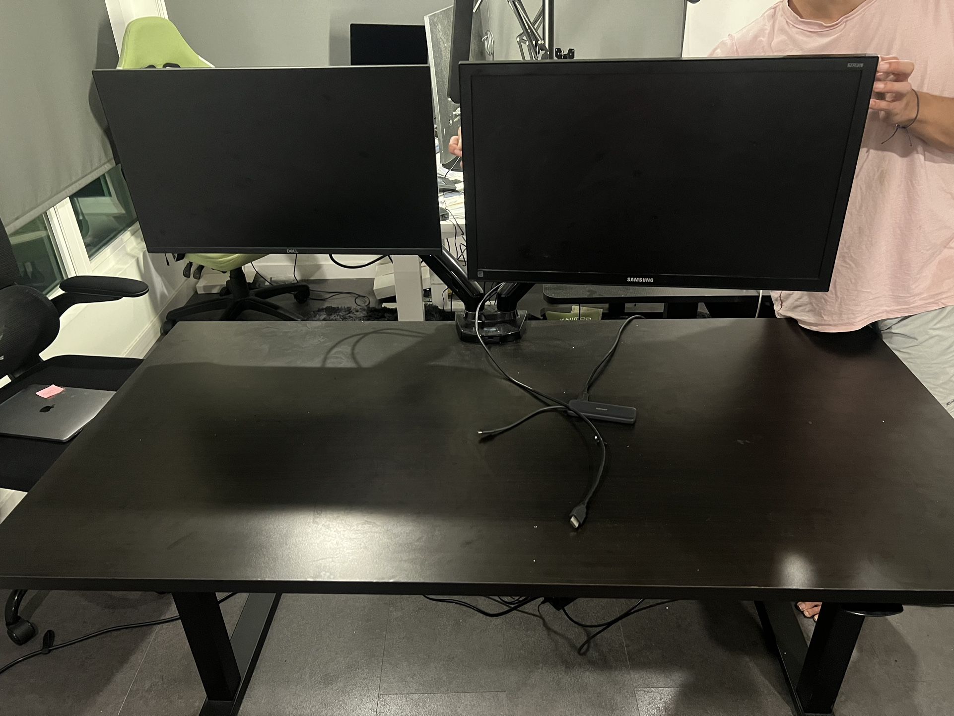 Desk + 2 Monitors
