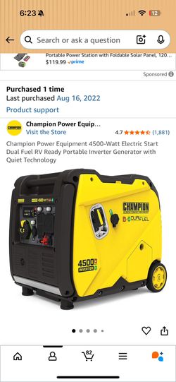 Champion Power Equipment 4500-Watt Electric Start Dual Fuel RV Ready Portable Inverter Generator with Quiet Technology . 