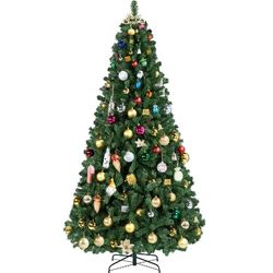 7.5 Ft Hinged Spruce Artificial Christmas Tree with Foldable Stand Lifelike Holiday Decorative Tree with PVC Tips