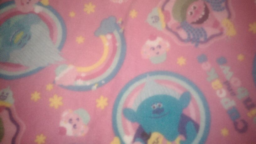 Pink trolls tie blanket