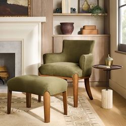 Wood Leg Ottoman Green - Threshold™ Designed with Studio McGee Assembly Required