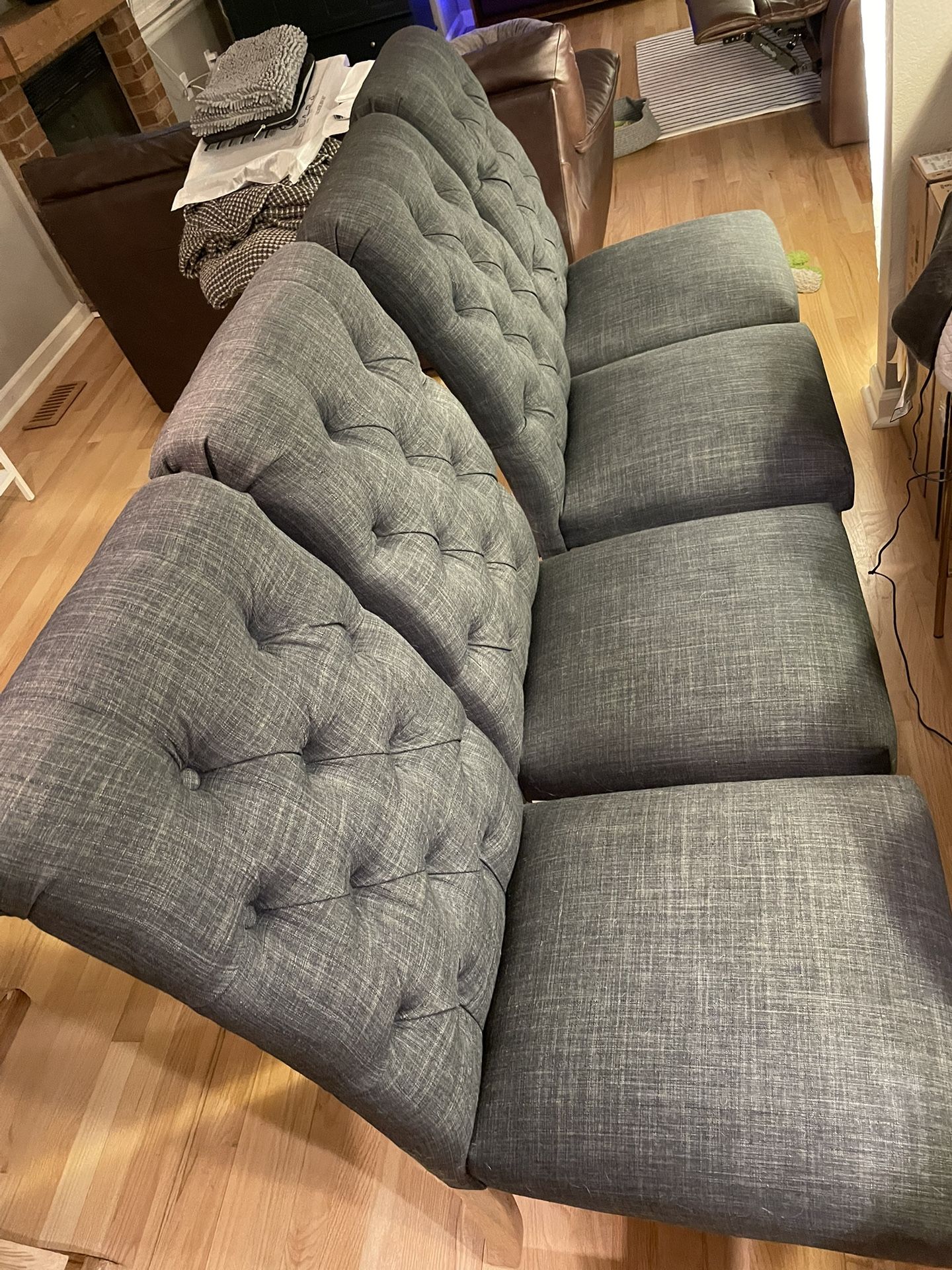 Four (4) Dark Gray Tufted Dining Chairs