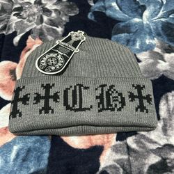 Gray Chrome Heart Beanie 