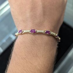 YG 7" Red Stone Bracelet 