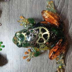 Steampunk Resin Handmade Frog Clockwork One Of A Kind