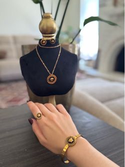 Brand new Versace-inspired jewelry set in gold color.