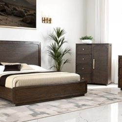 Brand New Dark Walnut 4pc Queen Bedroom (Available In Eastern King)