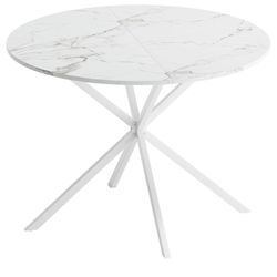 Modern Cross Leg Round Dining Table, White Marble Top
