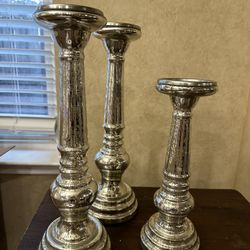 Mercury Glass Candle Stands $30