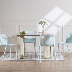Set Of 4 - Polypropylene (PPP - High Grade Plastic) Light Blue Outdoor / Indoor Stackable Chairs [NEW IN BOX] **Retails for $265 