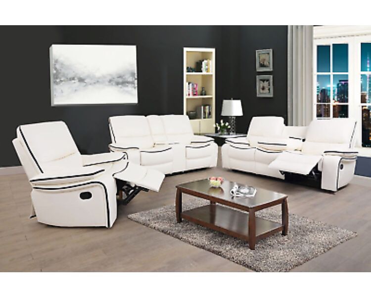 NEW Modern White Leather 3PC Recliner Sofa Set - Comfortable 5 Seats Recline!
