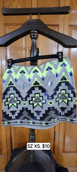 Womens Multicolor Blingy Skirt Size XS