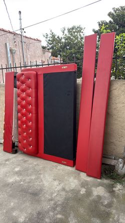 Red Tufted Upholstered Bed Frame