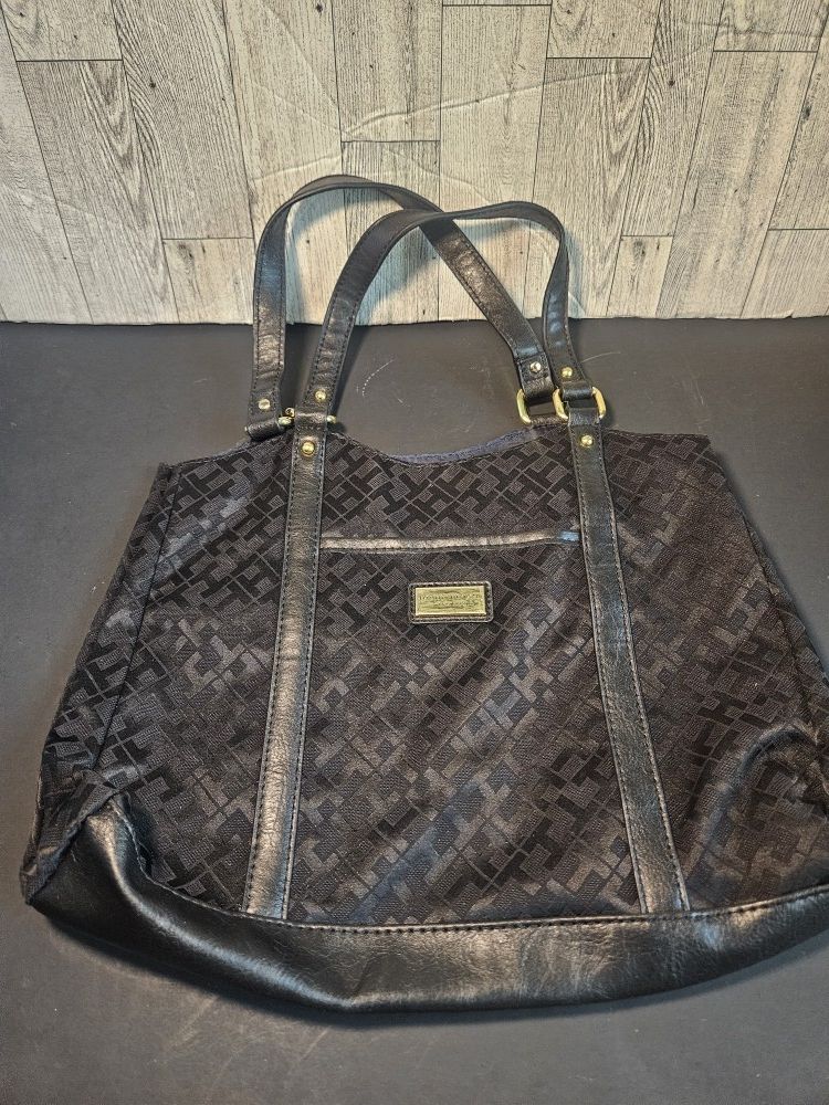 Tommy Hilfilger Black Signature Tote Purse Shoulder Bag