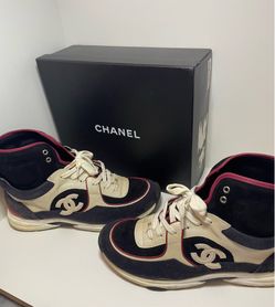 Chanel interlocking CC logo hightop suede sneakers size 44