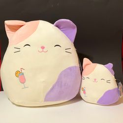 Carlota the Calico Cat Summer Fun Limited Edition Squishmallow NWT - 14" & 8"