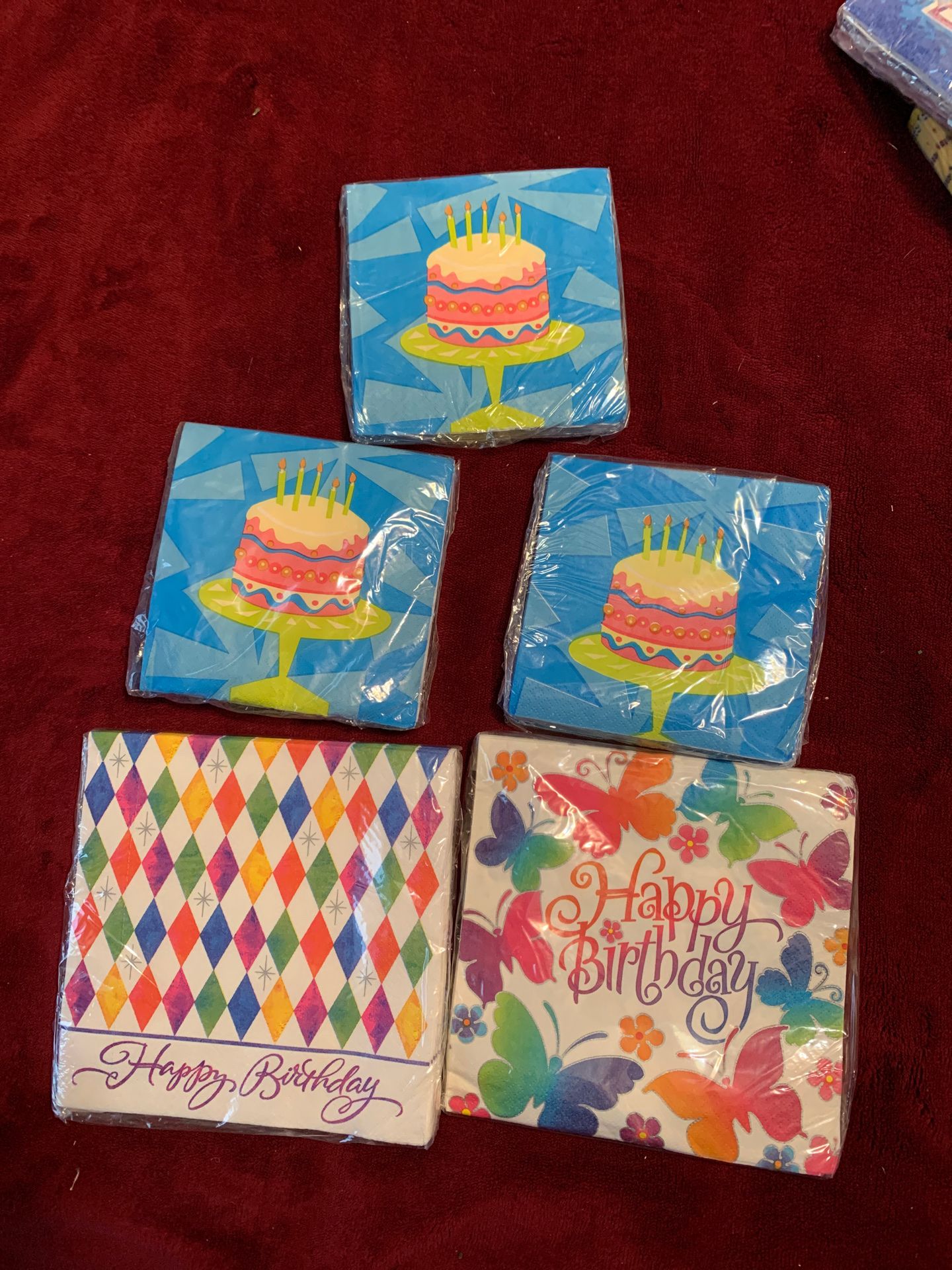 Happy birthday napkins 3 beverage and 2 lunch