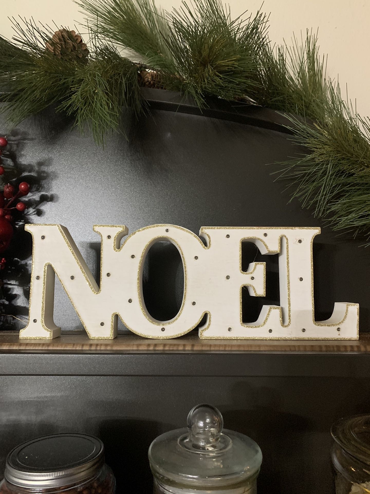 Christmas decor. Lights up.
