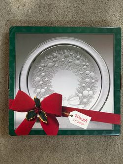 Christmas Wreath 13" Silver Platter