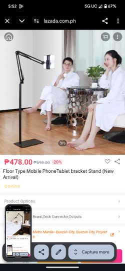 360 degree Rotation Phone Tablet Floor Stand Holder Adjustable Height Flexible Arm