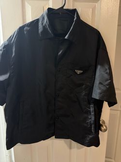 Prada Black Nylon Short Sleeve Button-Up Shirt