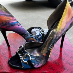 Carlos Santana Satin Multi Color Heels 