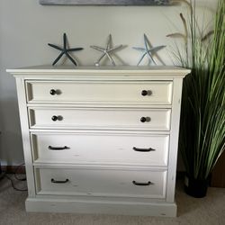 Whitewashed Farmhouse Style Dresser And 2 End Tables 
