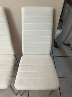 White Faux Leather Dining Chairs Set of 2