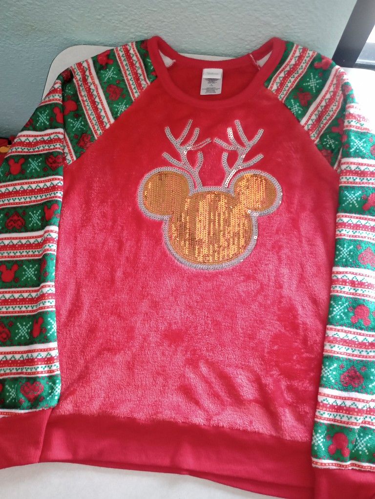 Disney Christmas Mickey Mouse Soft Plush Sweater Small