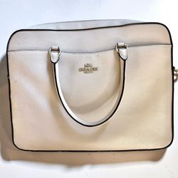 COACH Saffiano Leather Laptop Briefcase - Grey - EXCELLENT - Hard to Find