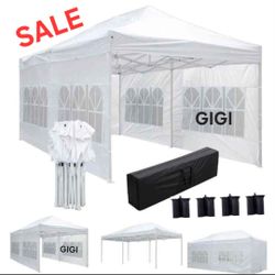 10x20 Pop Up Canopy with 6 Sidewalls and Windows, Ez Up Outdoor Instant Canopy Tent for Parties, Adjustable Waterproof Canopy