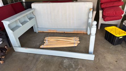 Twin size bed frame and slats