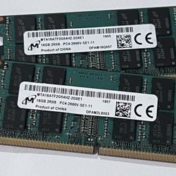 16GB Ram 2Rx8 Micron DDR4 (2ea)