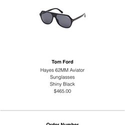 Tom Ford Hayes Aviator Sunglasses Black 62MM