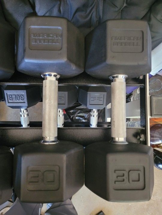 American Dumbbells (2x30Lbs) for $80 Firm (Walnut 91789)