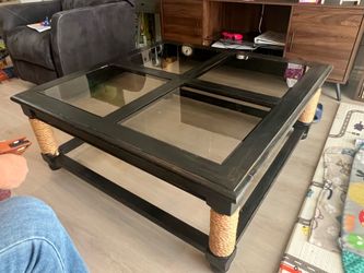 Free wood coffee table with glass top