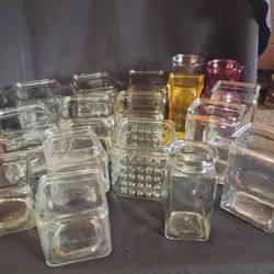 Square Glass Jars/ Vases/ Candle Holder Bundle 