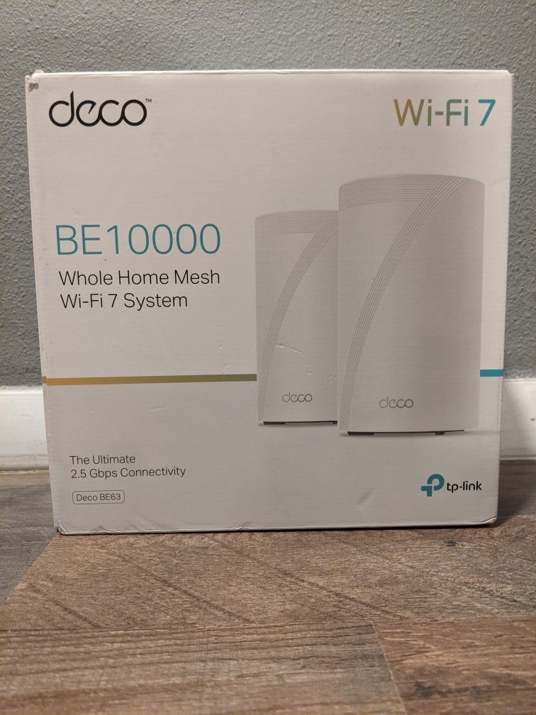 TP-Link Deco BE63 BE10000 Tri-Band WiFi 7 Mesh System with 2.5Gbps Ports MU-MIMO VPN (2 Pack)