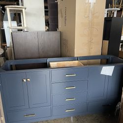 Ariel Cambridge 72 In. Double Sink Base Cabinet In Midnight Blue