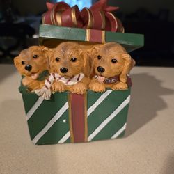 Christmas Puppies Music Box