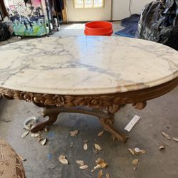 Marble Table Wood Base 
