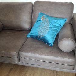 Grey Faux Leather Mid-century Loveseat