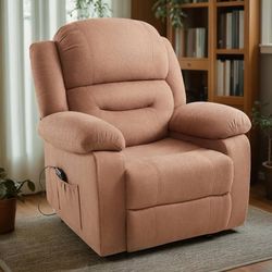 Jocisland Rocker Recliner Chair for Adults, 360°Swivel Nursery Reclining Glider with Side Pocket, Overstuffed Fabric Manual Single Sofa for Living Roo