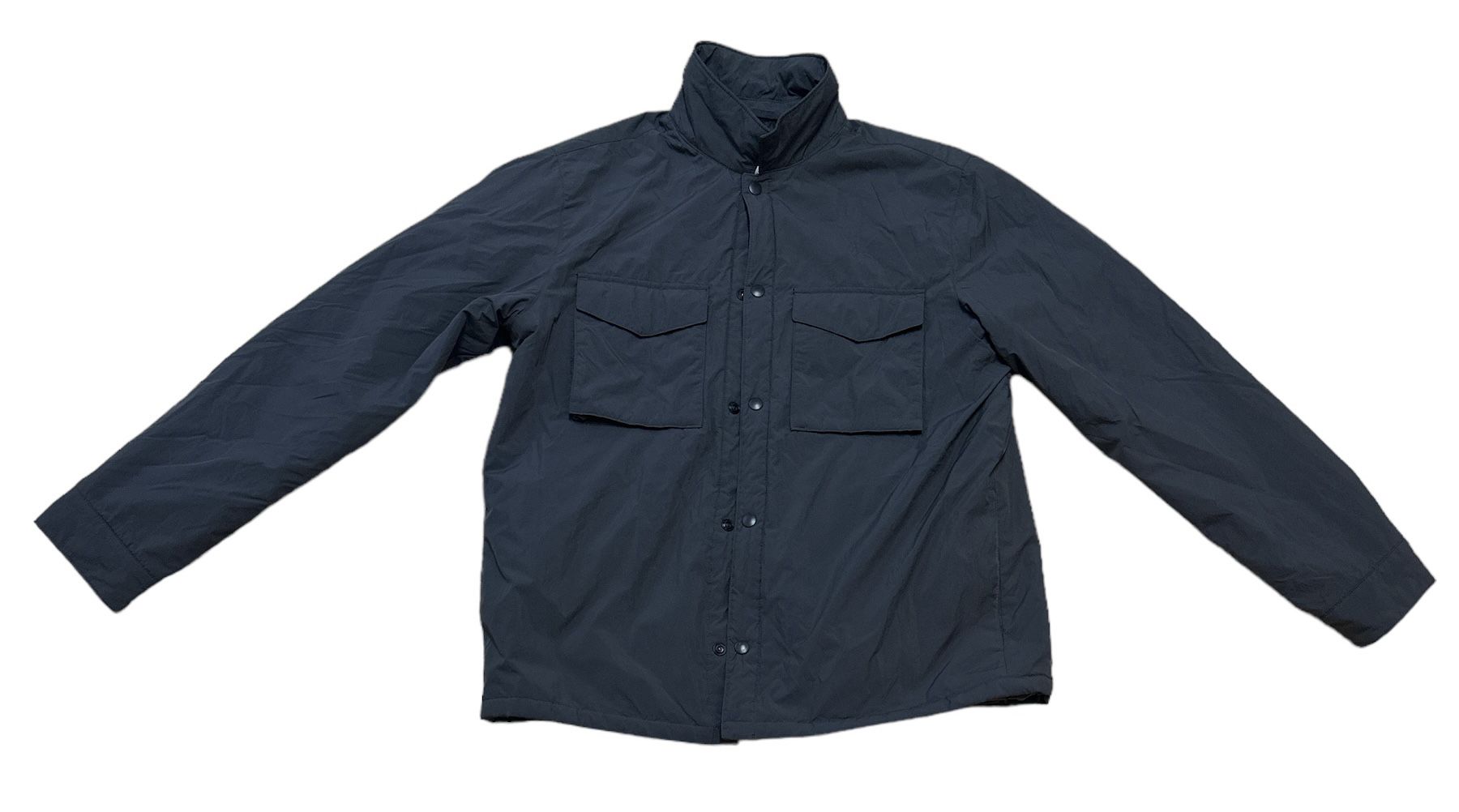 Old Navy Men’s Dark Grey Water Resistant Nylon Snap Front Pocketed Shirt Jacket