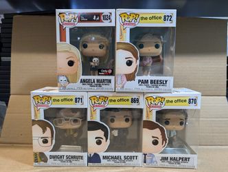 Lot Of 5 The Office Funko Pops Pam, Jim, Michael, Dwight And Angela